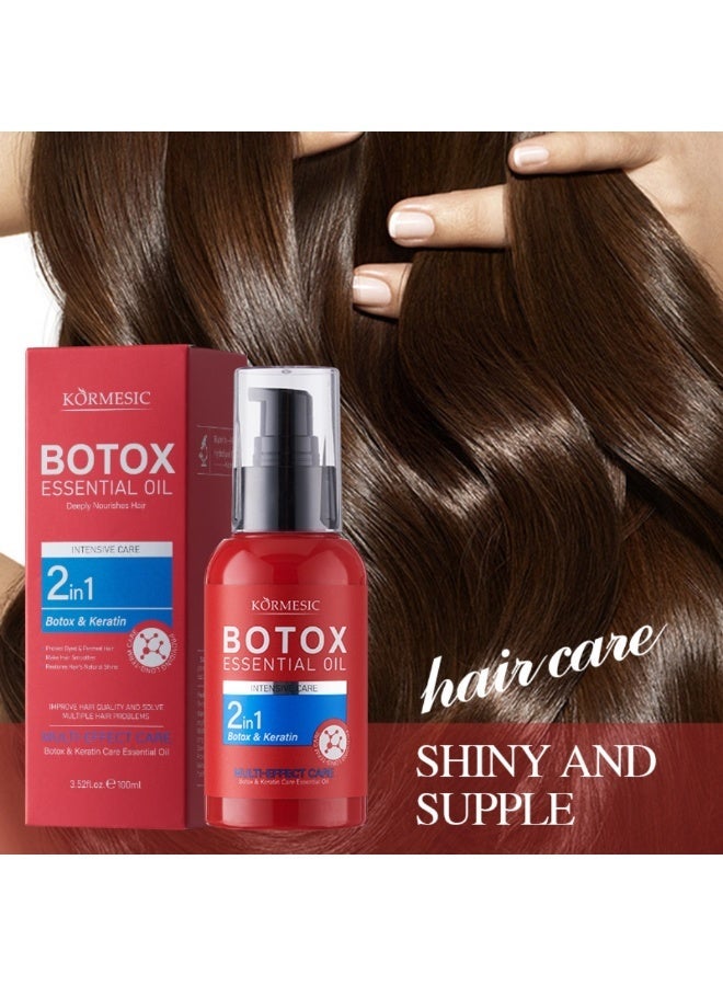 Kormesic Botox Essential Oil 100ml Deeply Nourishes Hair 2 in 1 Botox And Keratin Care Essential Oil Protect Dyed & Permed Hair Make Hair Smooth Restore Hair Natural Shine - Image 5